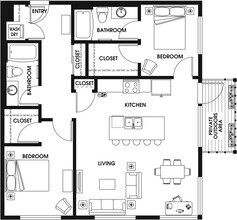 2 Bed/2 Bath-C2-2 300 floor plan